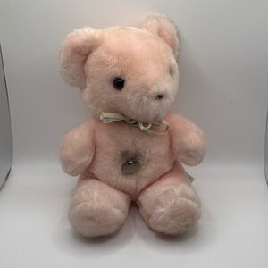 Vintage Pink Eden Musical Bear Wind Up Still Works Tested